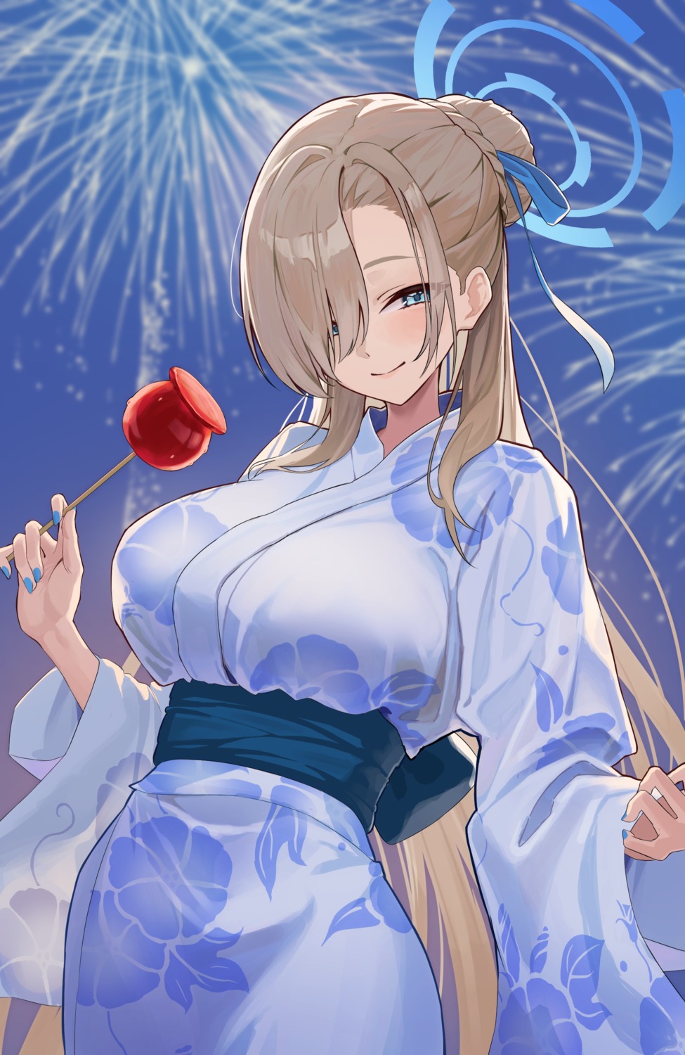 blue_archive, halo, ichinose_asuna, ojisan_kamo_shiremasen, yukata
