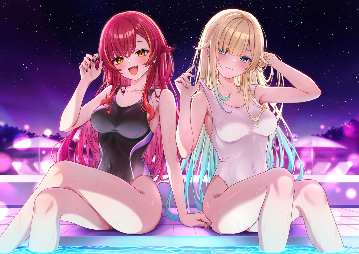 aizawa_ema, nekota_tsuna, sasamisable, swimsuits, undressing, vspo!, wet