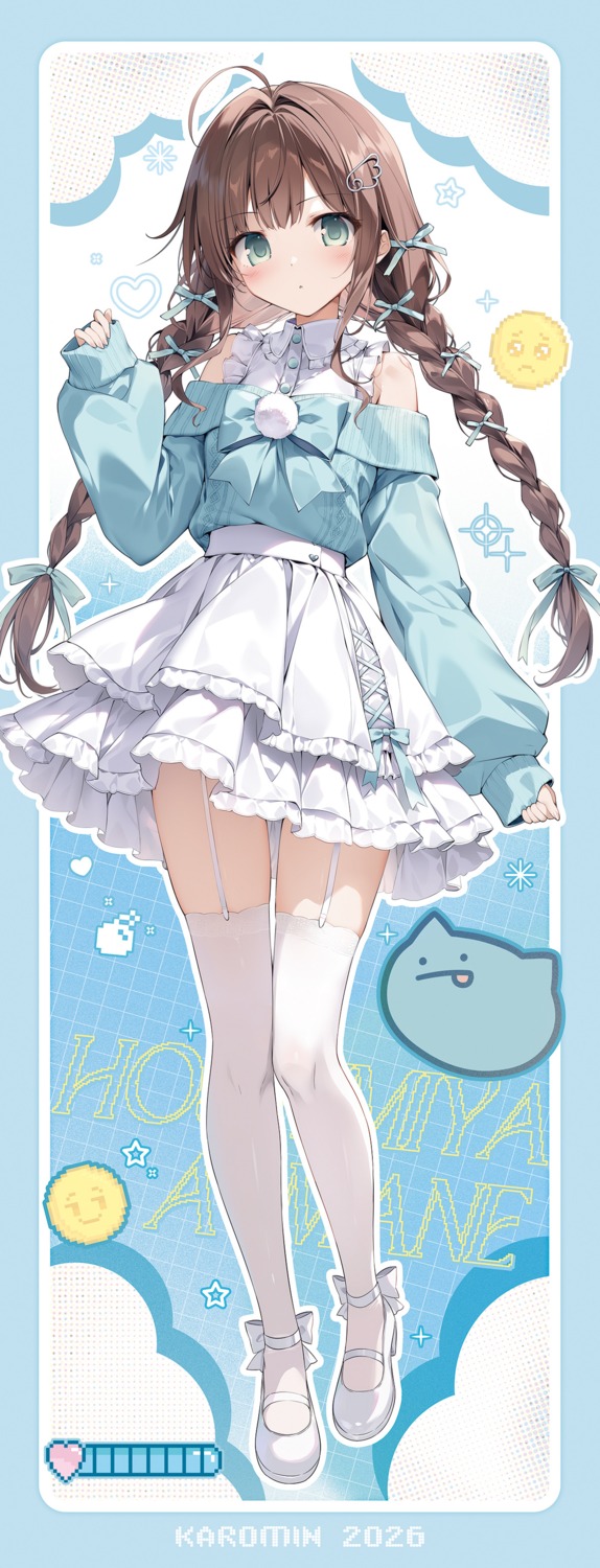 heels, hoshimiya_amane, karory, skirt_lift, stockings, thighhighs