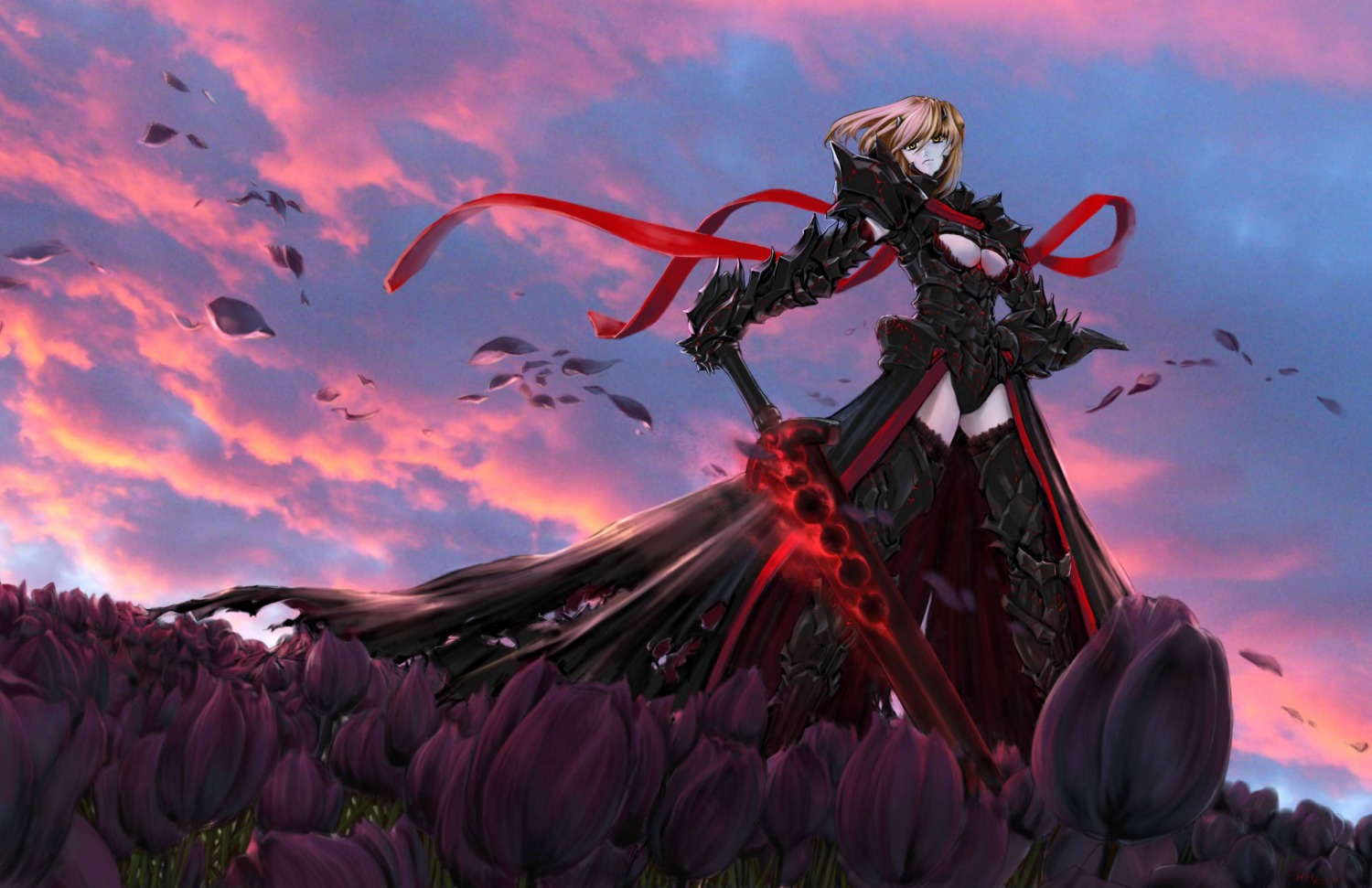 armor, artoria_pendragon_(fate), artoria_pendragon_alter_(fate), fate/stay_night, jian_huang, sword, underboob