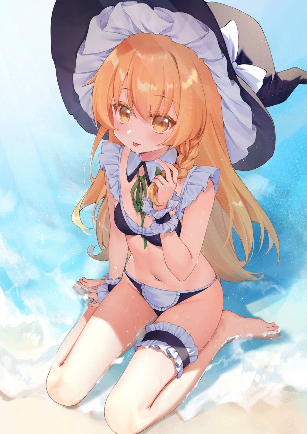 bikini, garter, kirisame_marisa, maid, swimsuits, touhou, transistor, wet