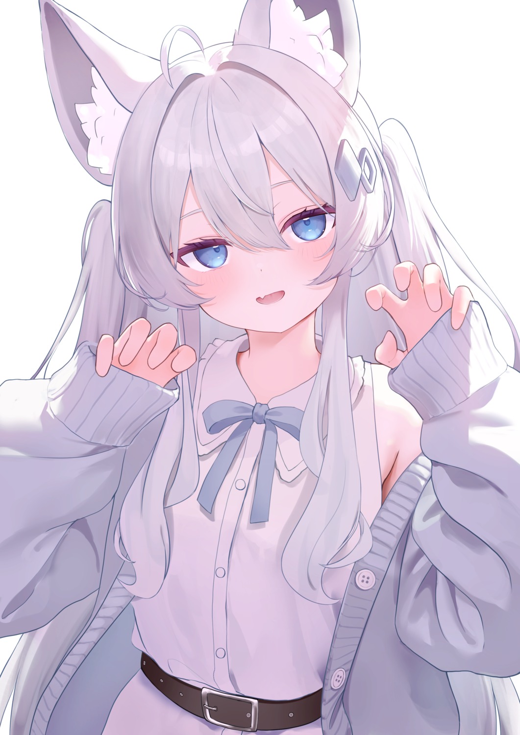 animal_ears, kagura_nagi, karin_(vrchat), sweater, vrchat