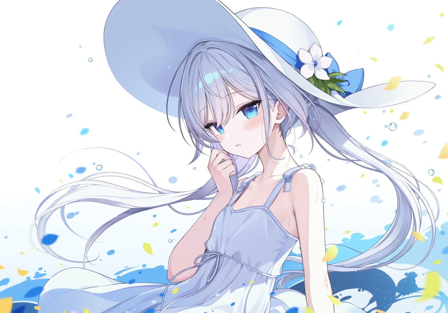 dress, myuton, no_bra, skirt_lift, summer_dress, wet