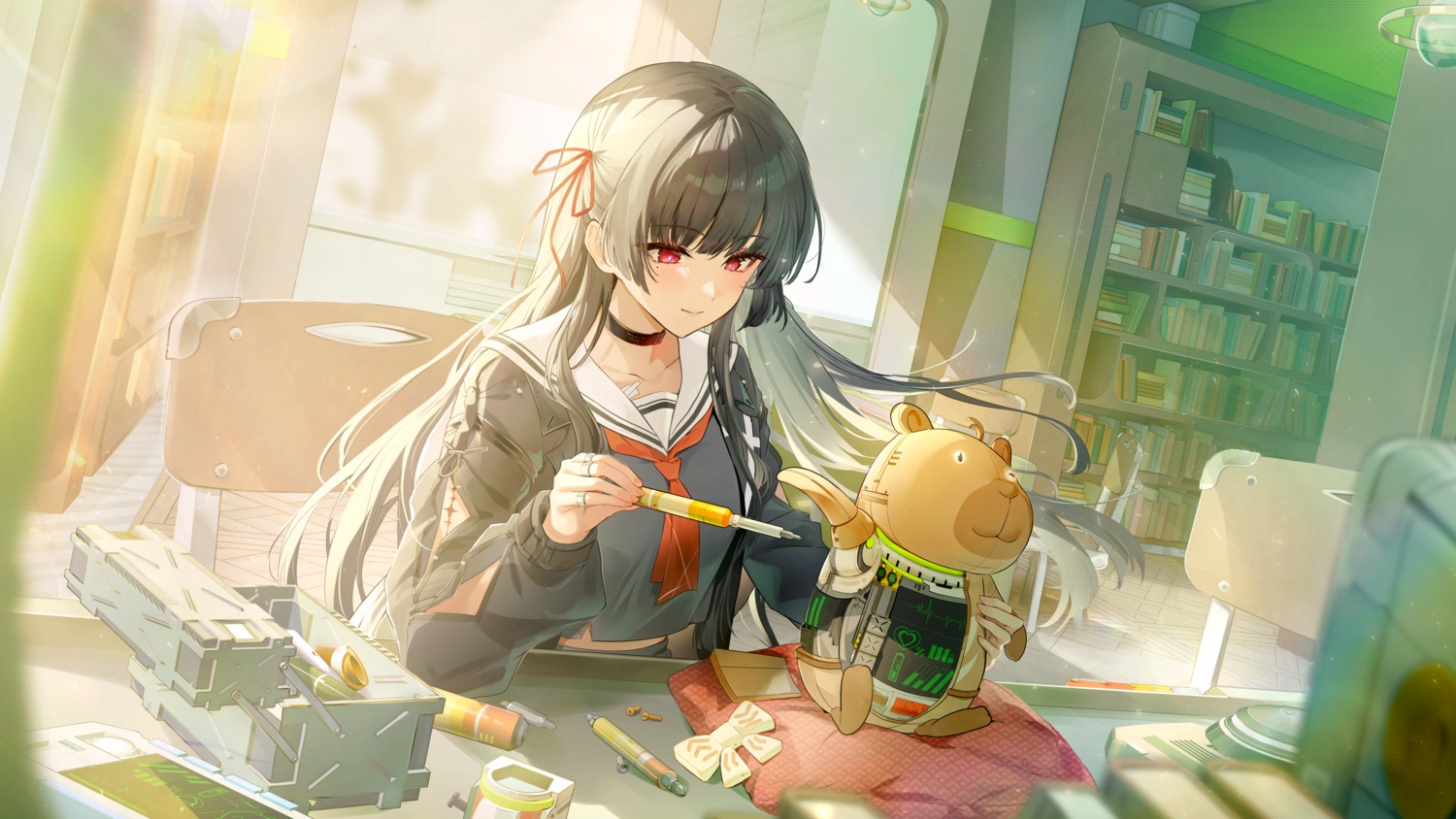 chisa, jura, seifuku, tattoo, torn_clothes, wuthering_waves