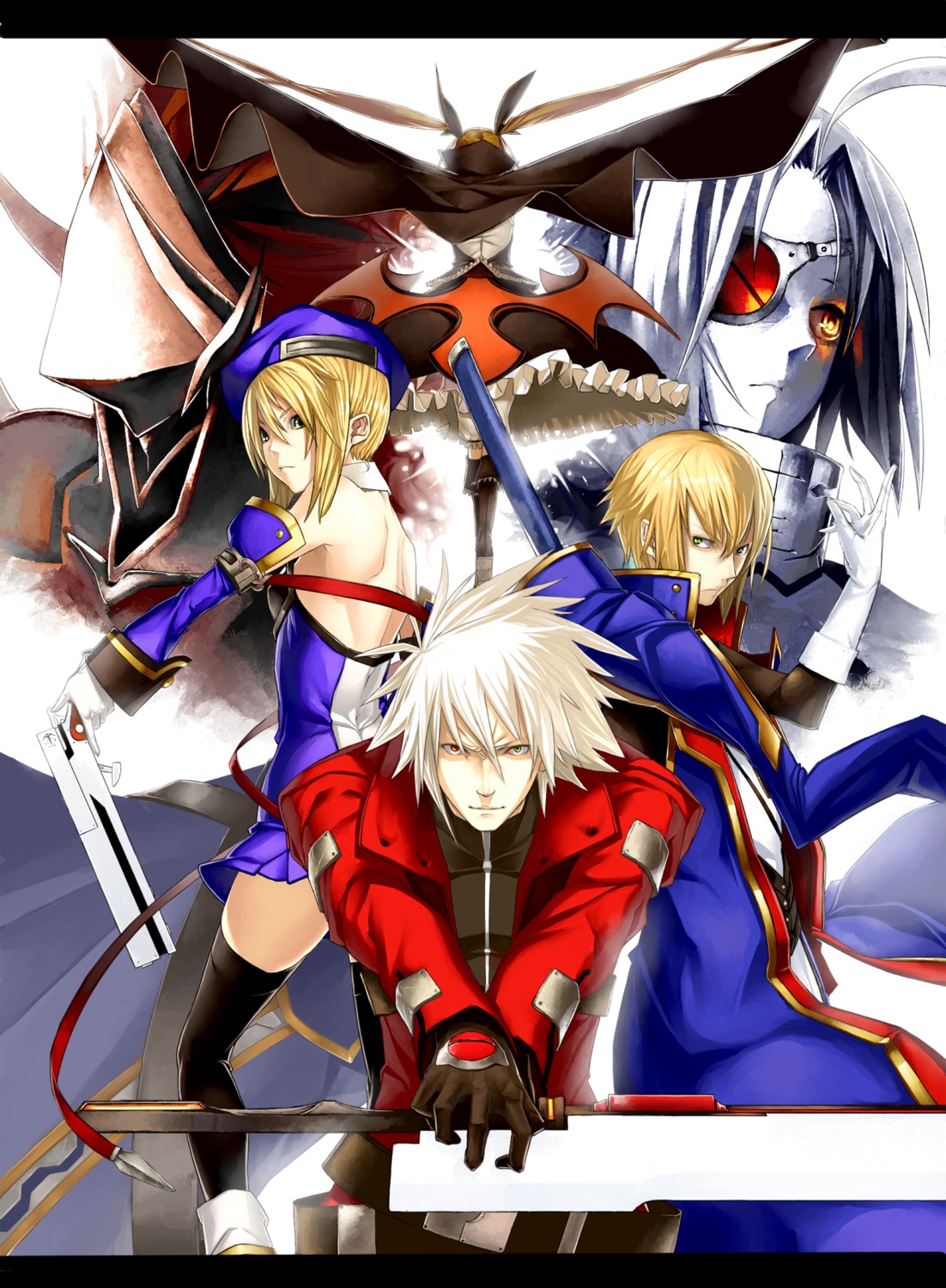 blazblue, hakumen, kisaragi_jin, noel_vermillion, rachel_alucard, ragna_the_bloodedge, thighhighs, tissue