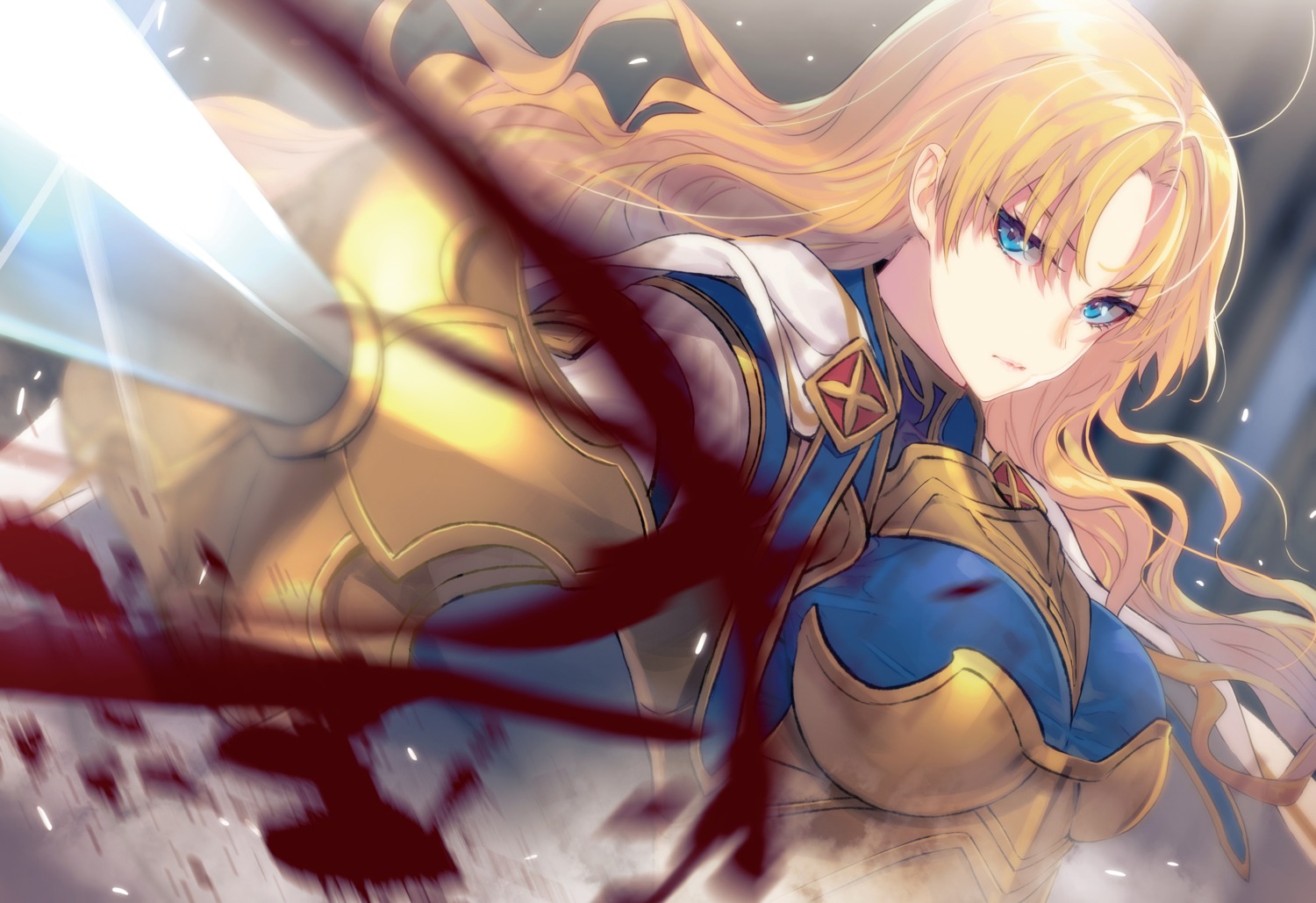 alida_von_weitling, armor, blood, saikyou_degarashi_ouji_no_anyaku_teii_arasoi, sword, yuunagi