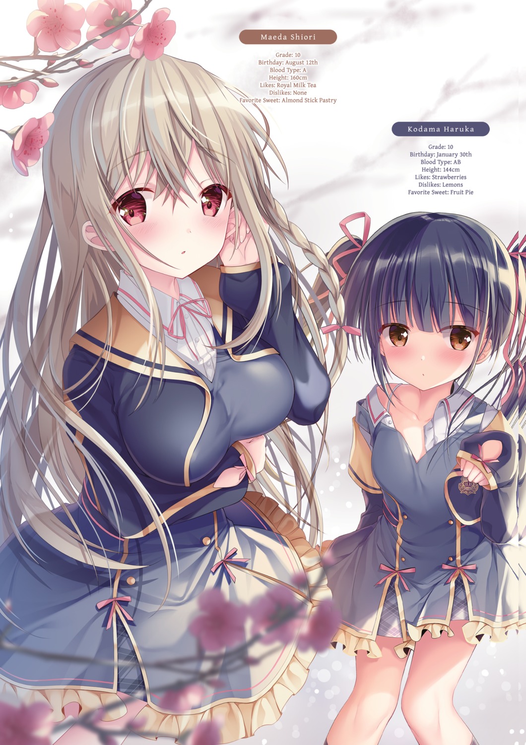 breast_hold, digital_version, kodama_haruka, maeda_shiori, open_shirt, profile_page, seifuku, translated
