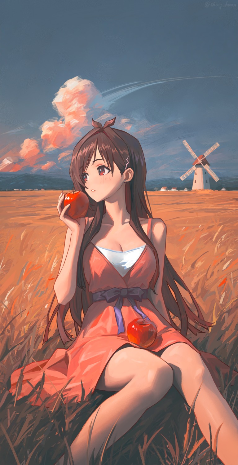 dress, qingli_ye, skirt_lift, summer_dress, the_idolm@ster, the_idolm@ster_cinderella_girls, tsujino_akari
