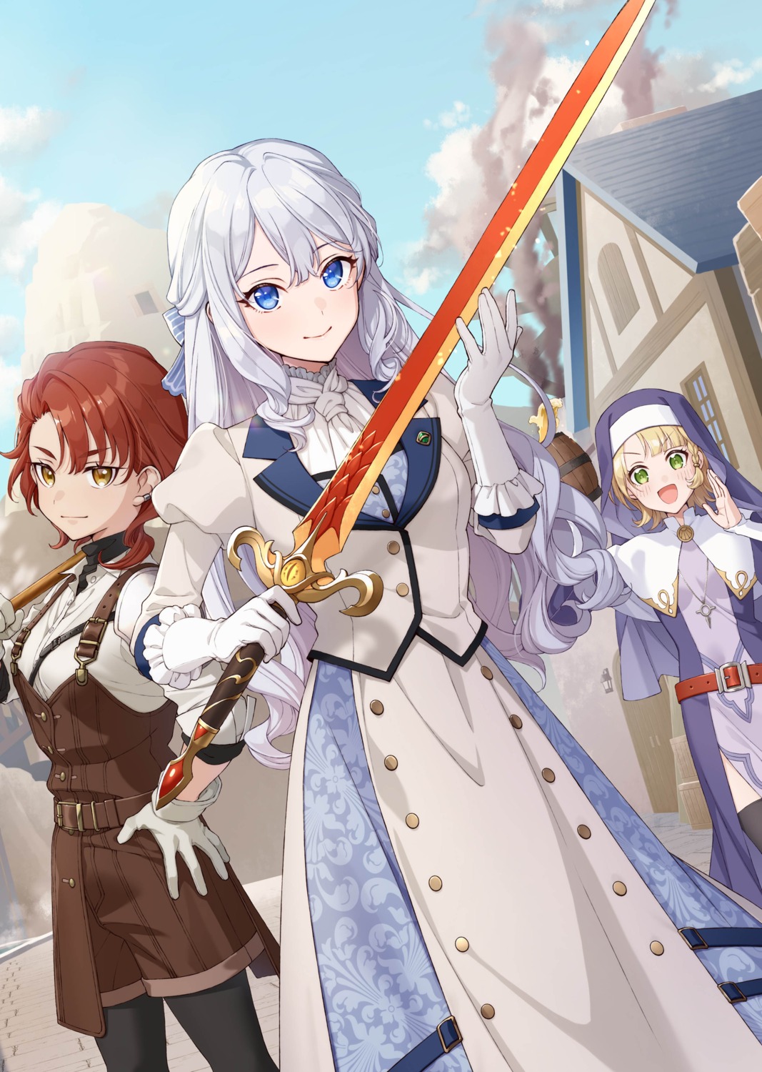 buchigire_reijou_wa_houfuku_wo_chikaimashita., elizabeth_leiston, masami, nun, pantyhose, sword, tida_(buchigire)