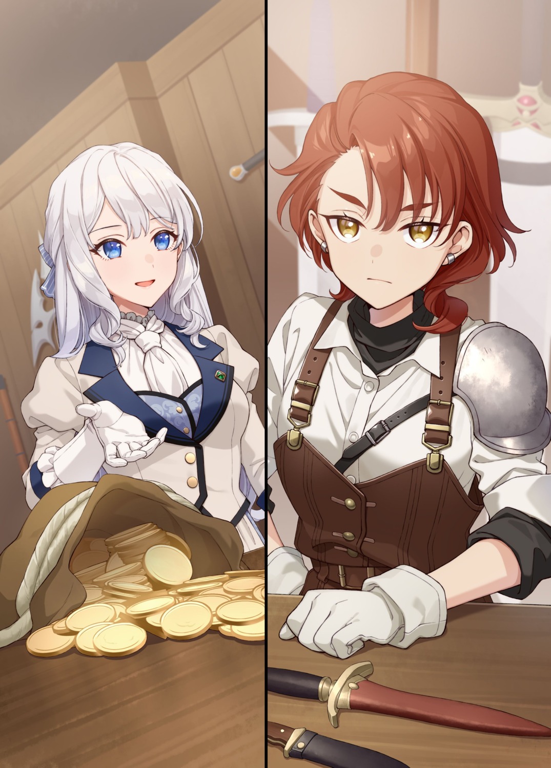 armor, buchigire_reijou_wa_houfuku_wo_chikaimashita., elizabeth_leiston, jpeg_artifacts, masami, weapon