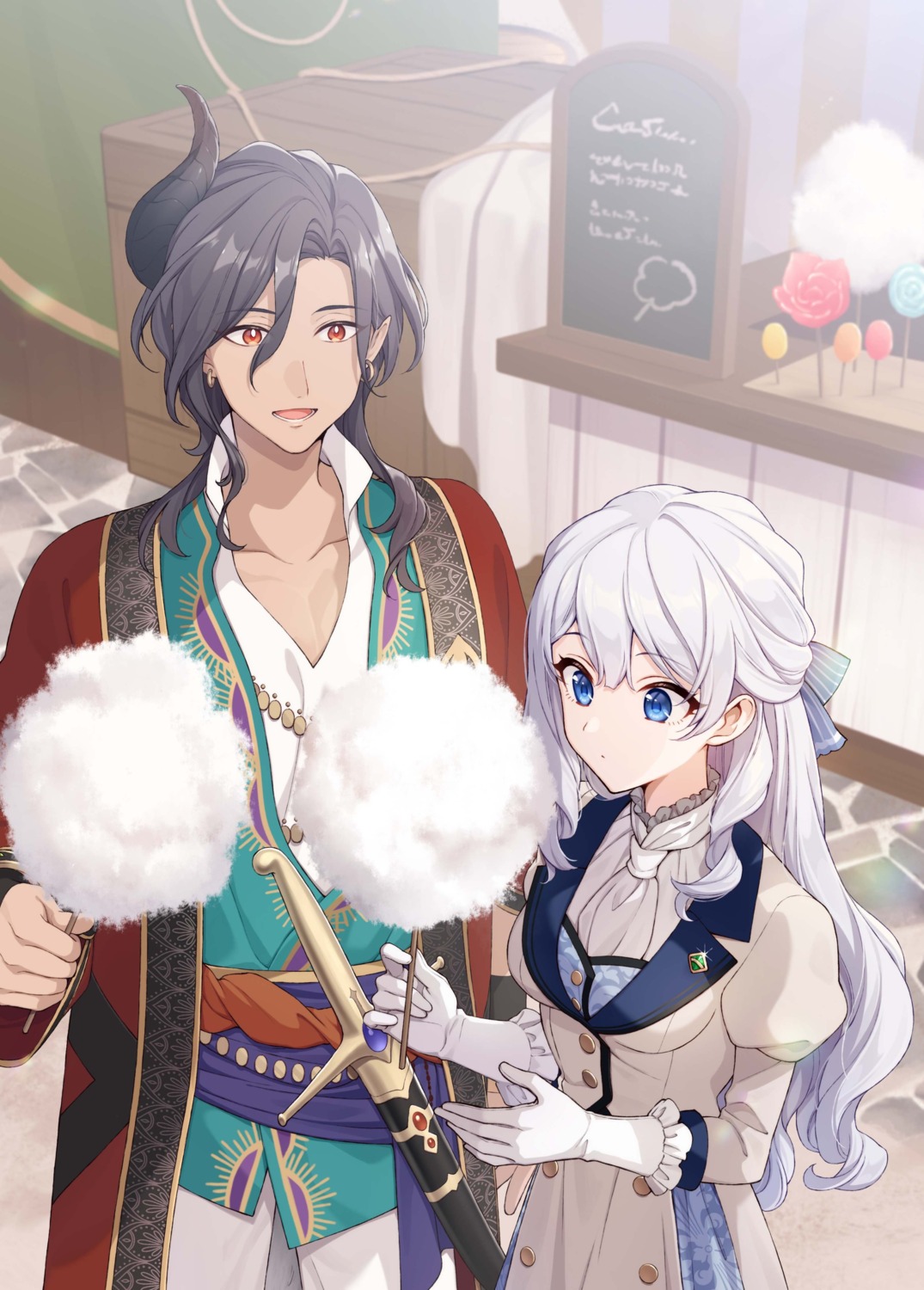 buchigire_reijou_wa_houfuku_wo_chikaimashita., elizabeth_leiston, horns, jpeg_artifacts, masami, pointy_ears, sword