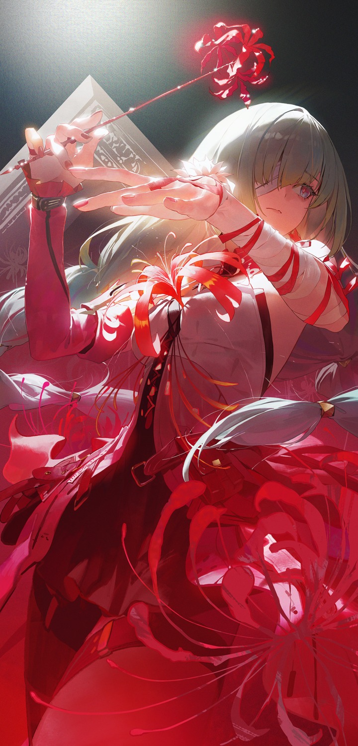 bandages, eyepatch, garter, modare, pantyhose, phrolova, wuthering_waves