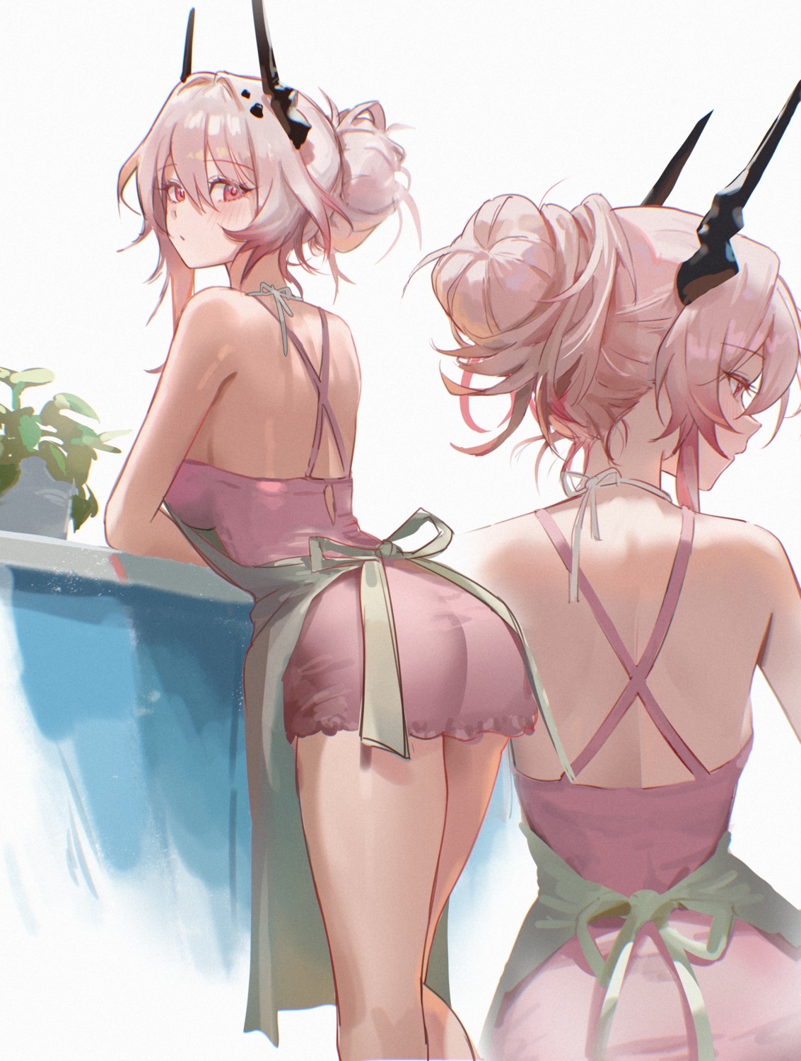 arknights, ass, c113oreo, horns, lingerie, theresa_(arknights)