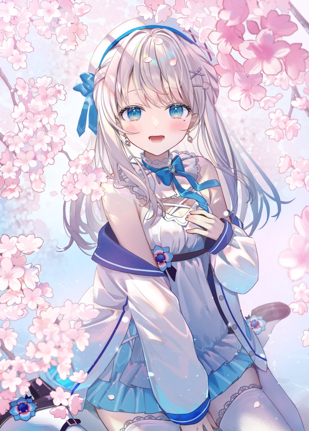 dress, heels, indie_virtual_youtuber, nagino_mashiro, samo_cha, thighhighs