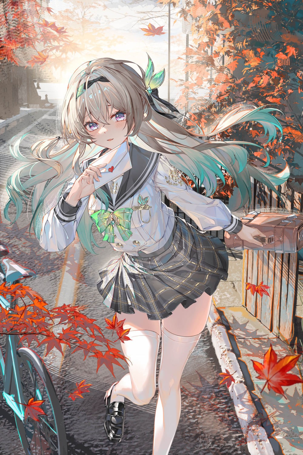 al_guang, firefly, honkai:_star_rail, seifuku, skirt_lift, thighhighs