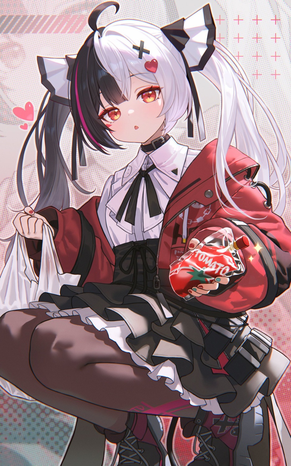 adelie_cat, gothic_lolita, lacrimosa_(nte), lolita_fashion, neverness_to_everness, skirt_lift, tattoo