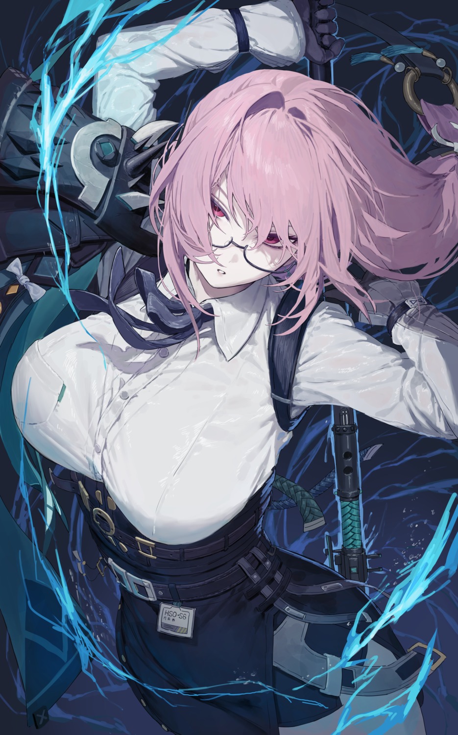 armor, marse_(rokudaime), megane, tsukishiro_yanagi, weapon, zenless_zone_zero