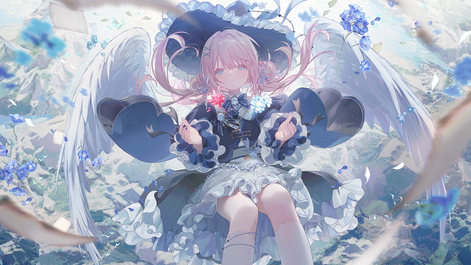 detexted, skirt_lift, umehara_sei, wings, witch