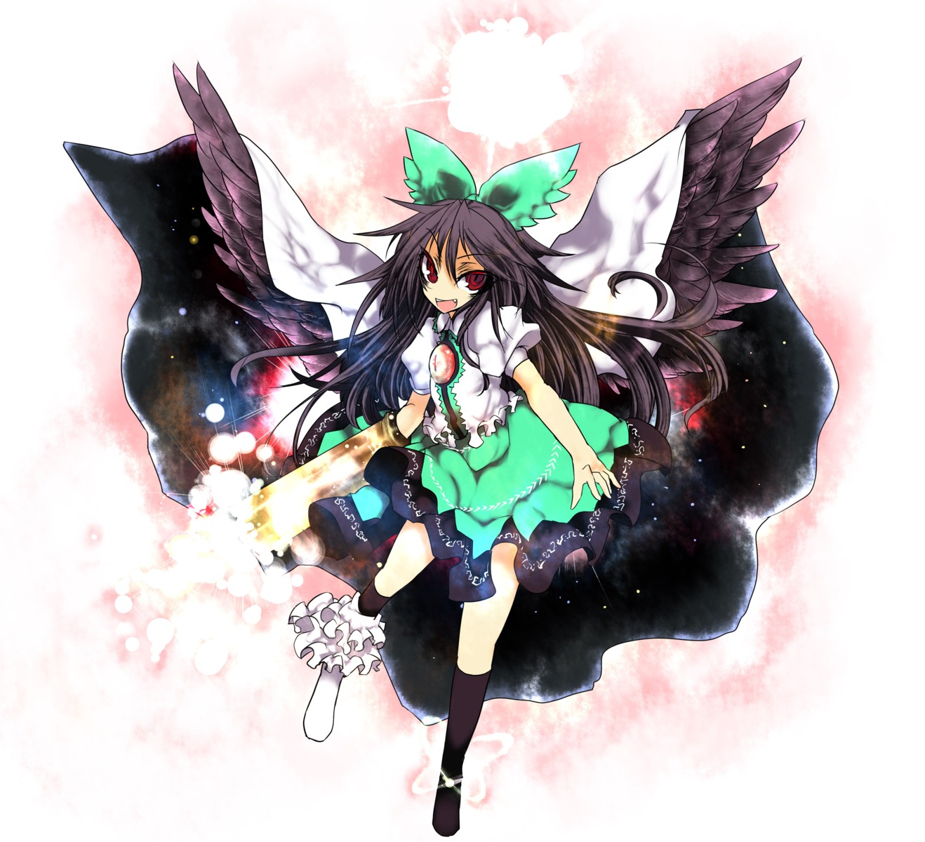 ahou_miya, reiuji_utsuho, touhou, wings