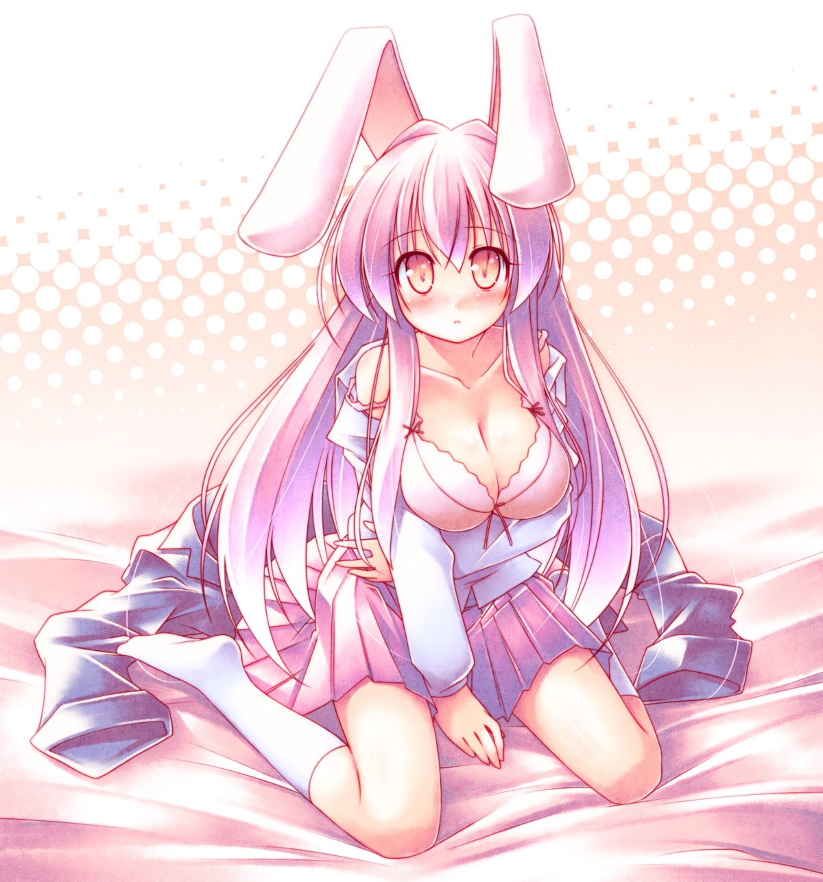 animal_ears, bra, bunny_ears, cleavage, kibushi, reisen_udongein_inaba, touhou