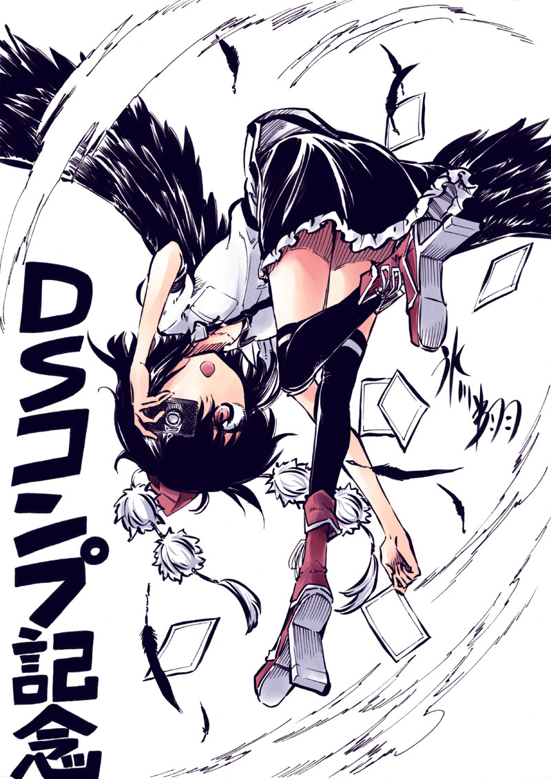 hikawa_shou, shameimaru_aya, thighhighs, touhou, wings