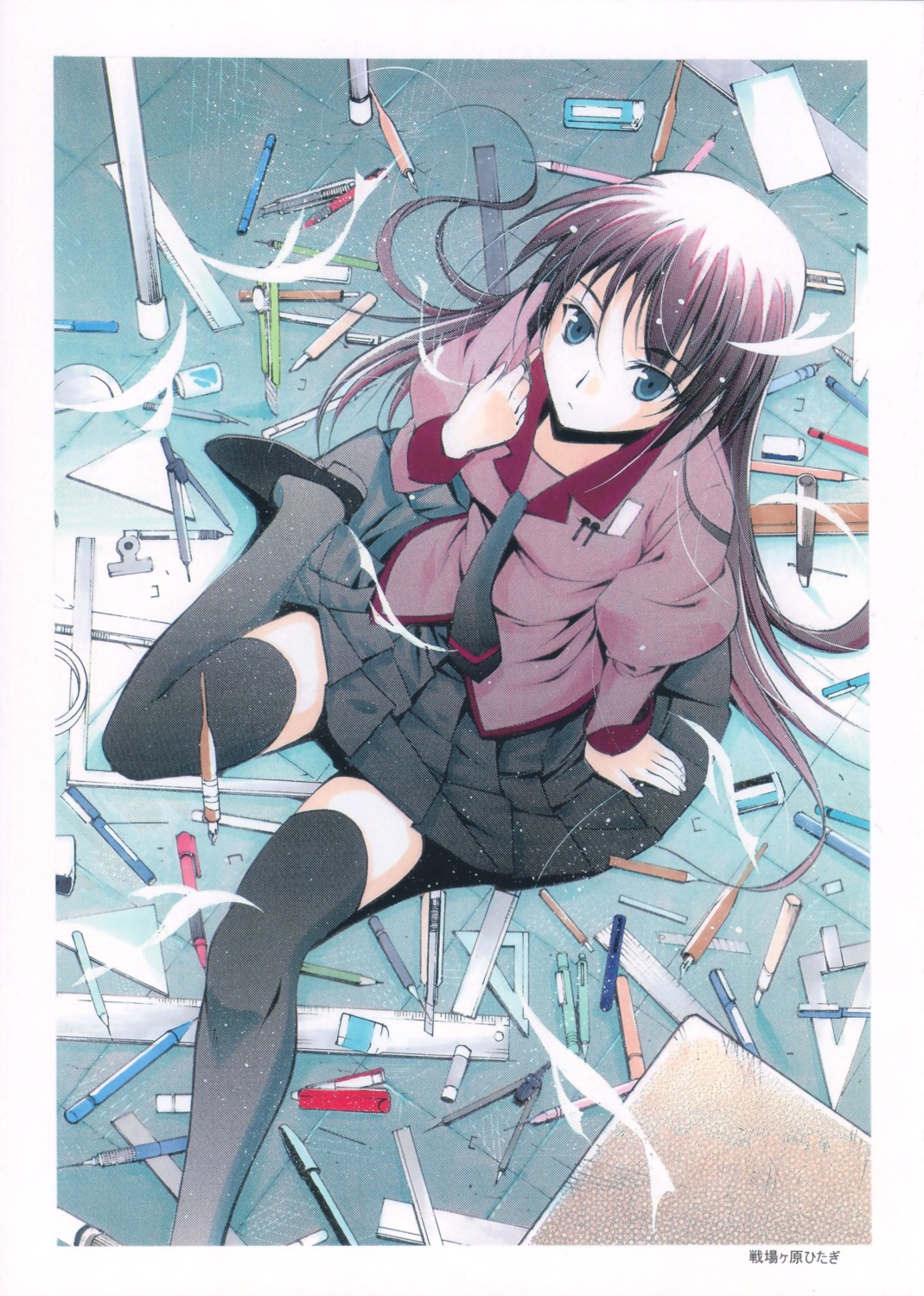 bakemonogatari, komiya_toshimasa, monogatari_(series), moonsorrow, senjougahara_hitagi, thighhighs