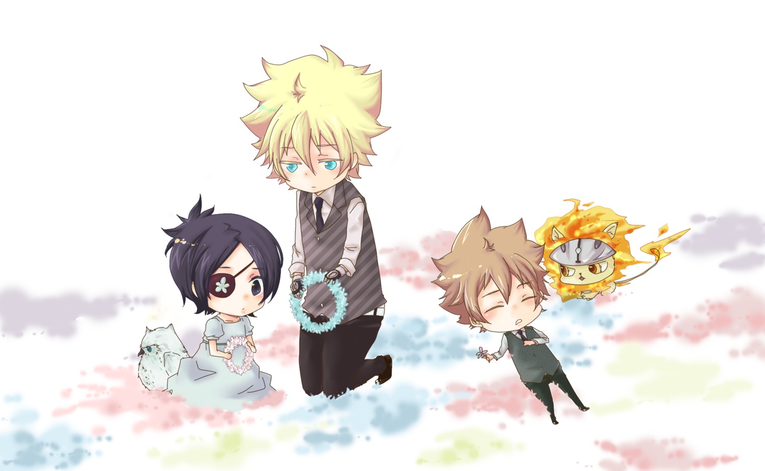 chibi, chrome_dokuro, eyepatch, giotto, katekyo_hitman_reborn!, mokojo, sawada_tsunayoshi