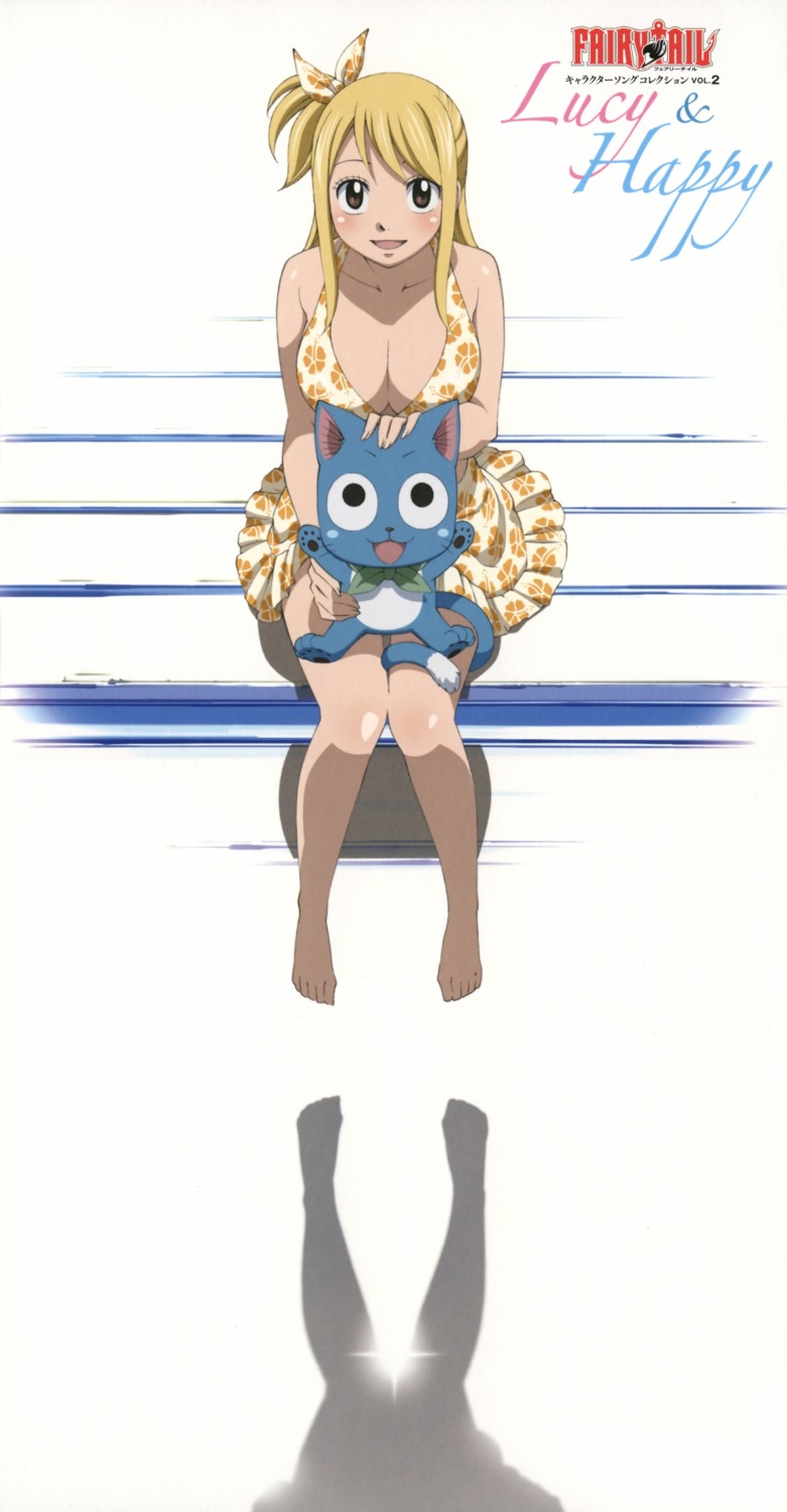 bikini, cleavage, fairy_tail, happy_(fairy_tail), lucy_heartfilia, swimsuits