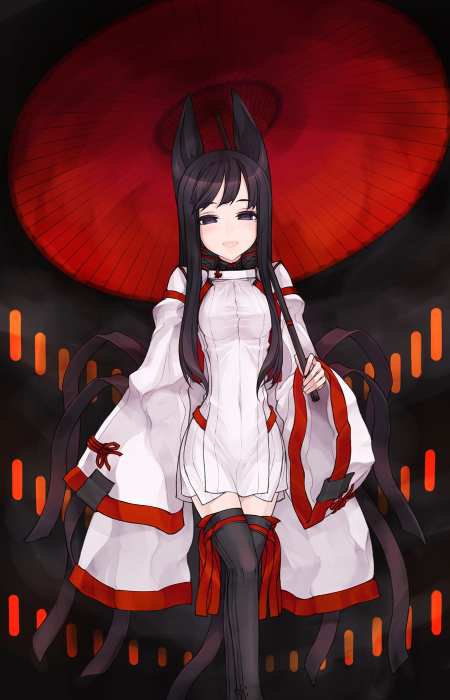 animal_ears, kazuoki, miko, thighhighs