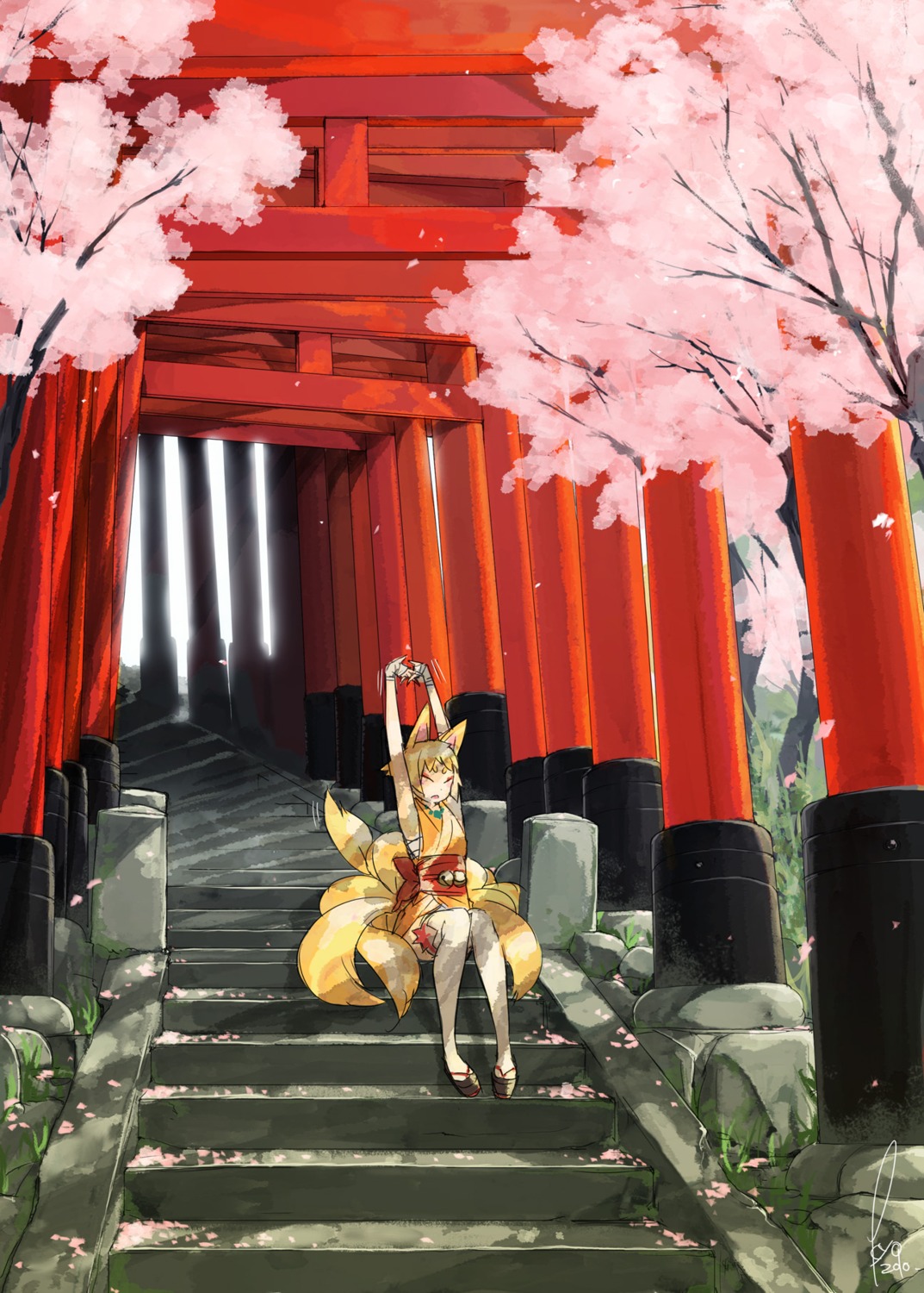 animal_ears, japanese_clothes, kitsune, kyo, tail