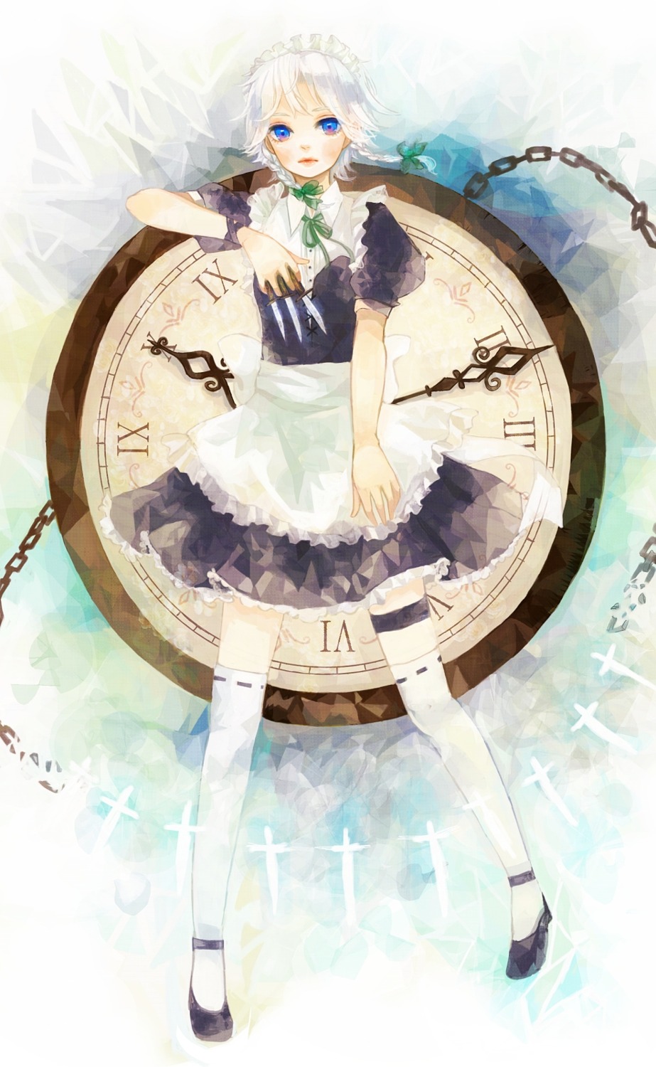 izayoi_sakuya, thighhighs, touhou, yujup
