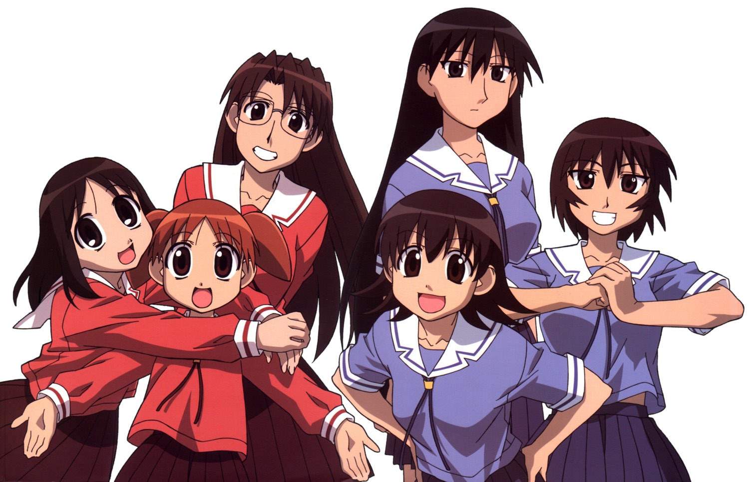 azumanga_daioh, kagura_(azumanga_daioh), kasuga_ayumu, megane, mihama_chiyo, mizuhara_koyomi, sakaki, seifuku