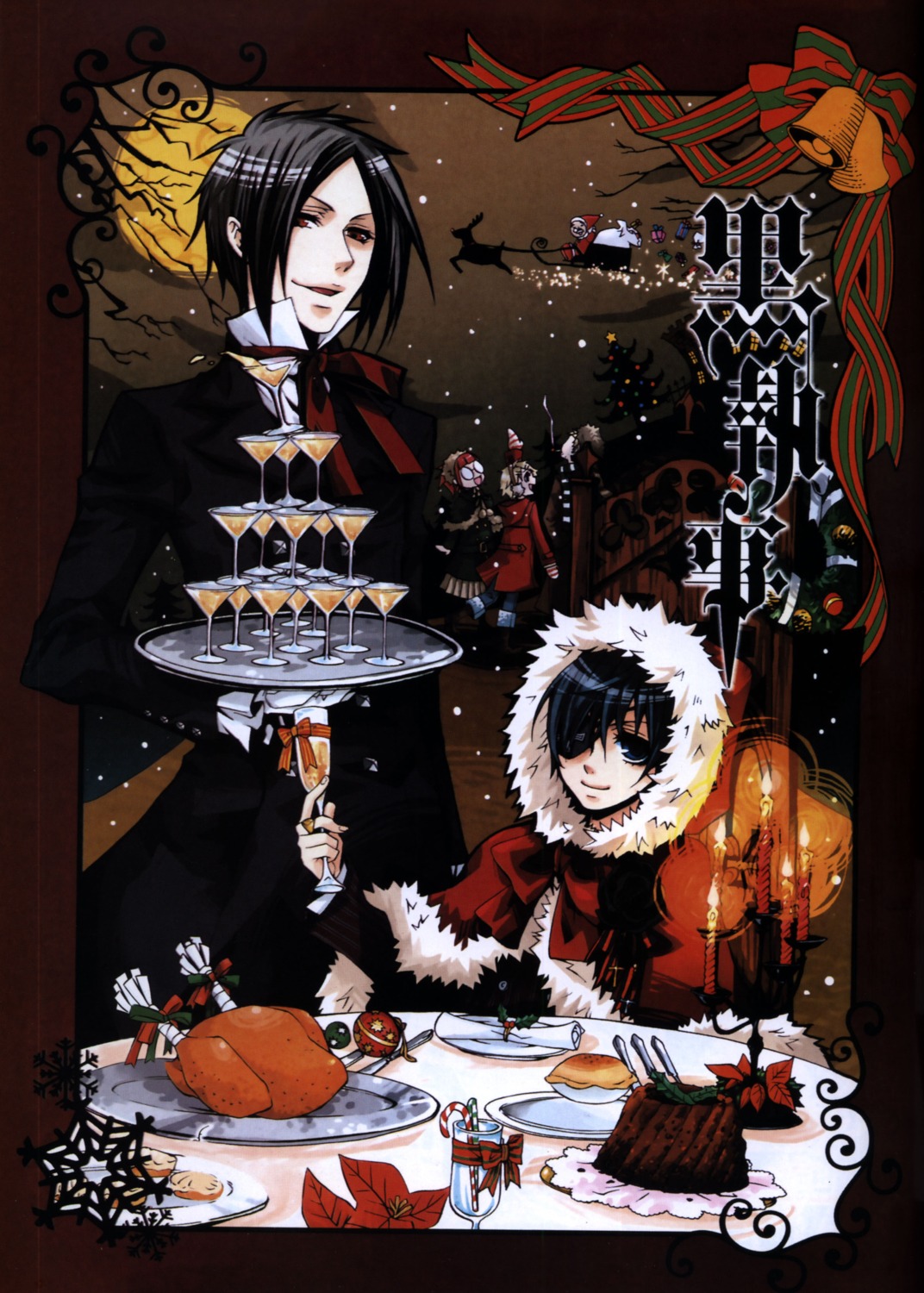 bard, christmas, ciel_phantomhive, eyepatch, finnian, kuroshitsuji, male, megane