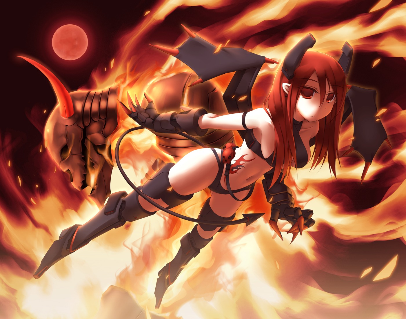 devil, horns, mecha_musume, tail, thighhighs, wings, zenn