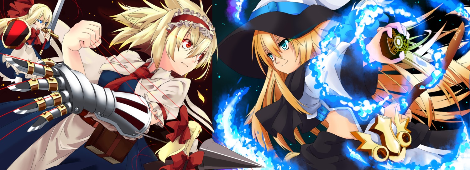 alice_margatroid, kirisame_marisa, kotomuke_fuurin, shanghai_doll, sword, touhou