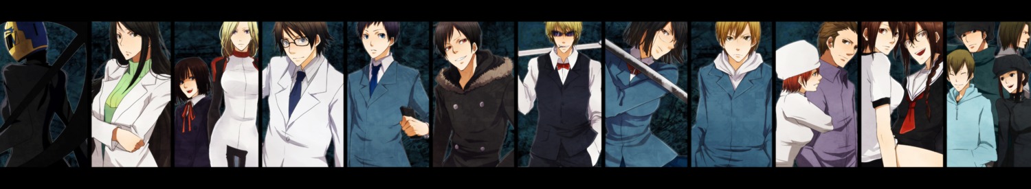 awakusu_akane, bodysuit, celty_sturluson, durarara!!, gym_uniform, harima_mika, heiwajima_shizuo, kadota_kyouhei