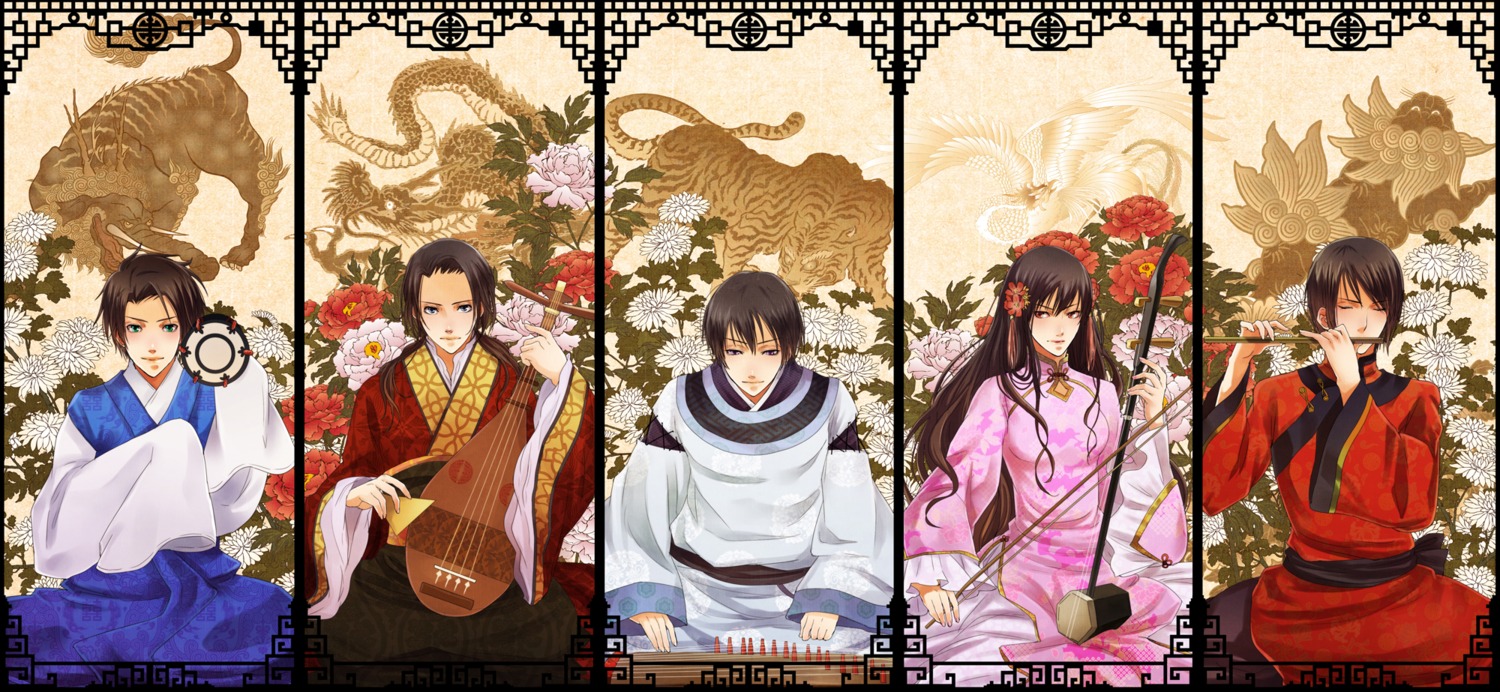 china, hetalia_axis_powers, hong_kong, japan, japanese_clothes, kanameyura, korea, taiwan