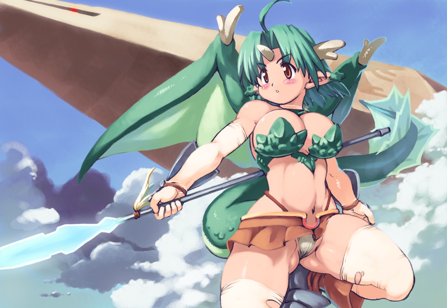 cleavage, thighhighs, wings, yu_3
