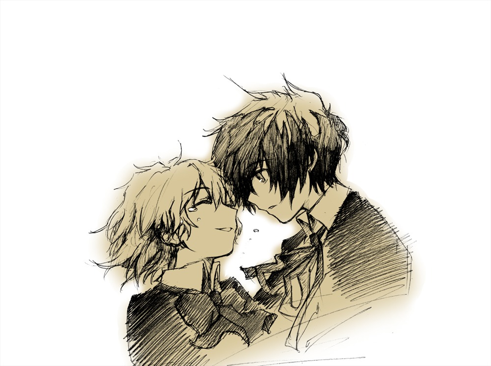 arisato_minato, female_protagonist_(p3), megaten, monochrome, persona, persona_3, sandwich