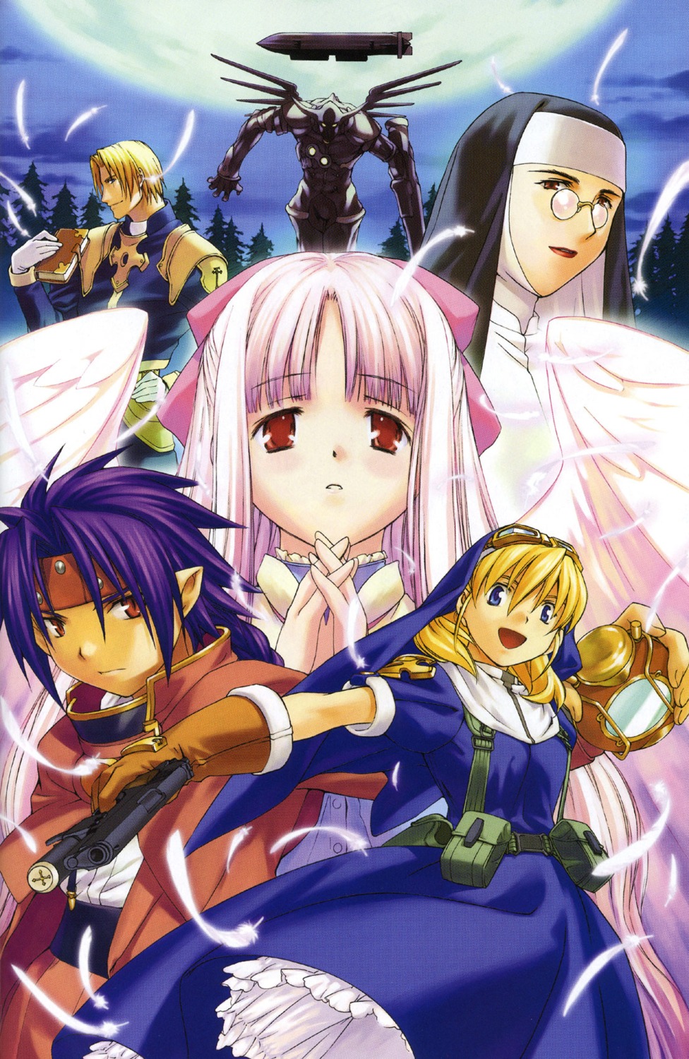 angel, azmaria_hendric, chrno_crusade, chrono, devil, dress, ewan_remington, gun