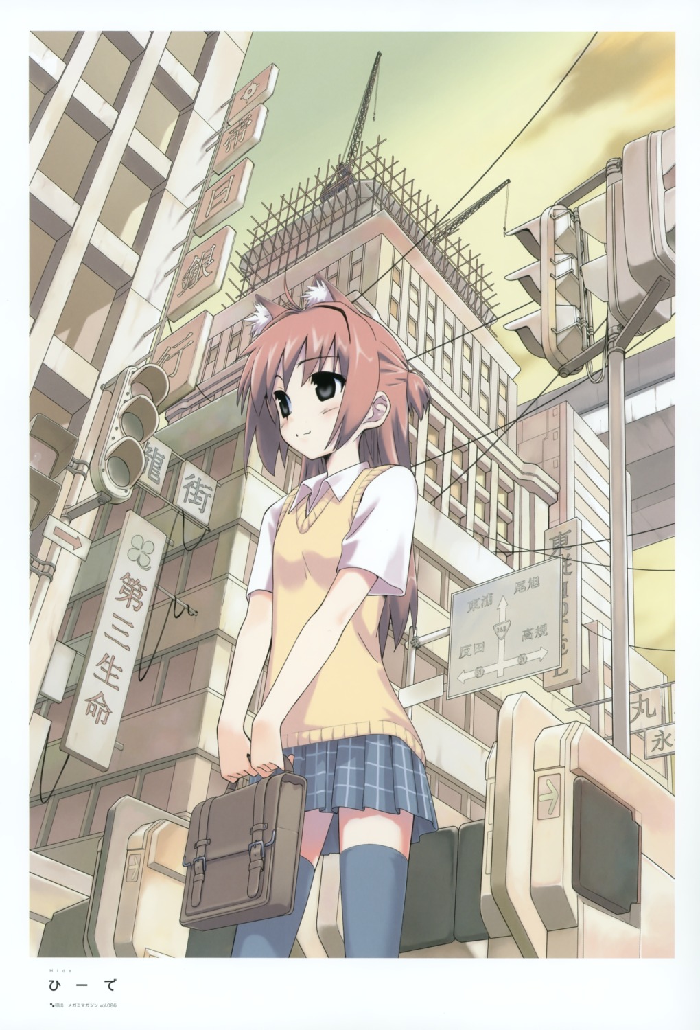 animal_ears, hiide, nekomimi, seifuku, thighhighs
