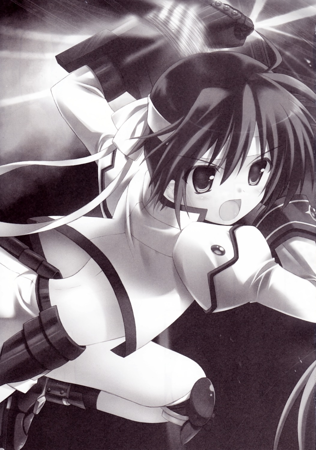 kouzuki_hajime, magic_shinsengumi, mahou_shoujo_lyrical_nanoha, monochrome, subaru_nakajima
