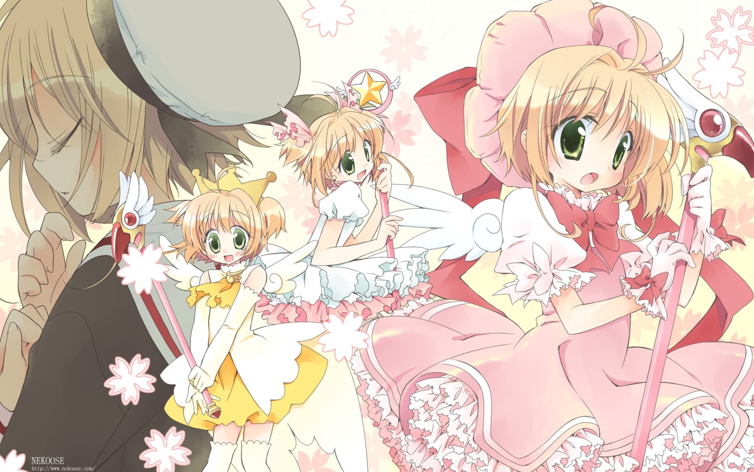 card_captor_sakura, kinomoto_sakura, nekono_osero, seifuku, thighhighs, wallpaper