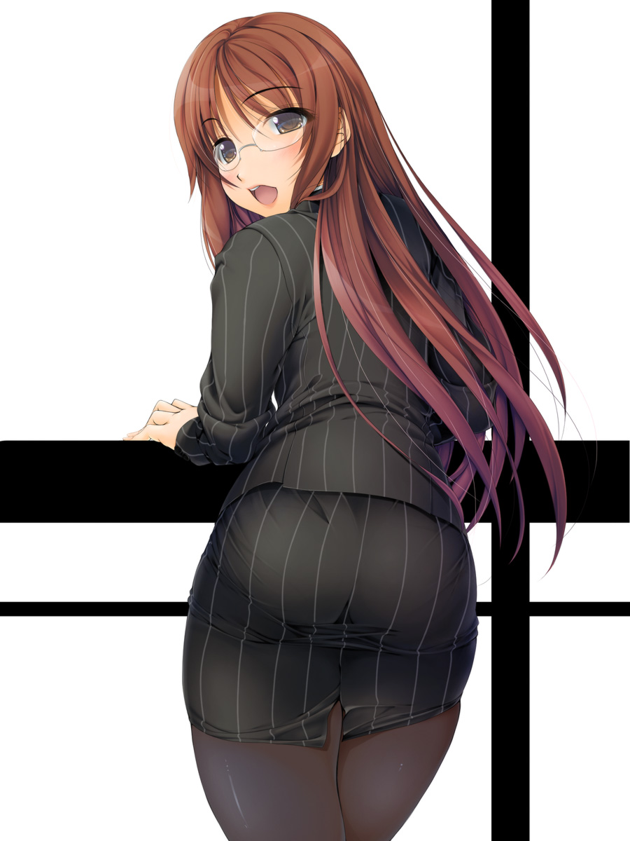 ass, business_suit, ishii_akira, megane, pantyhose