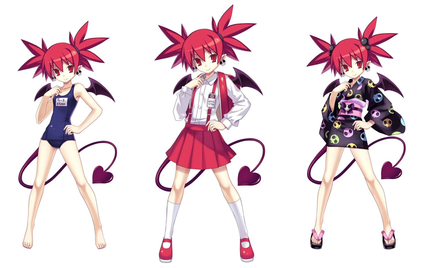cross_edge, disgaea, etna, nippon_ichi_software, pointy_ears, school_swimsuit, seifuku, swimsuits