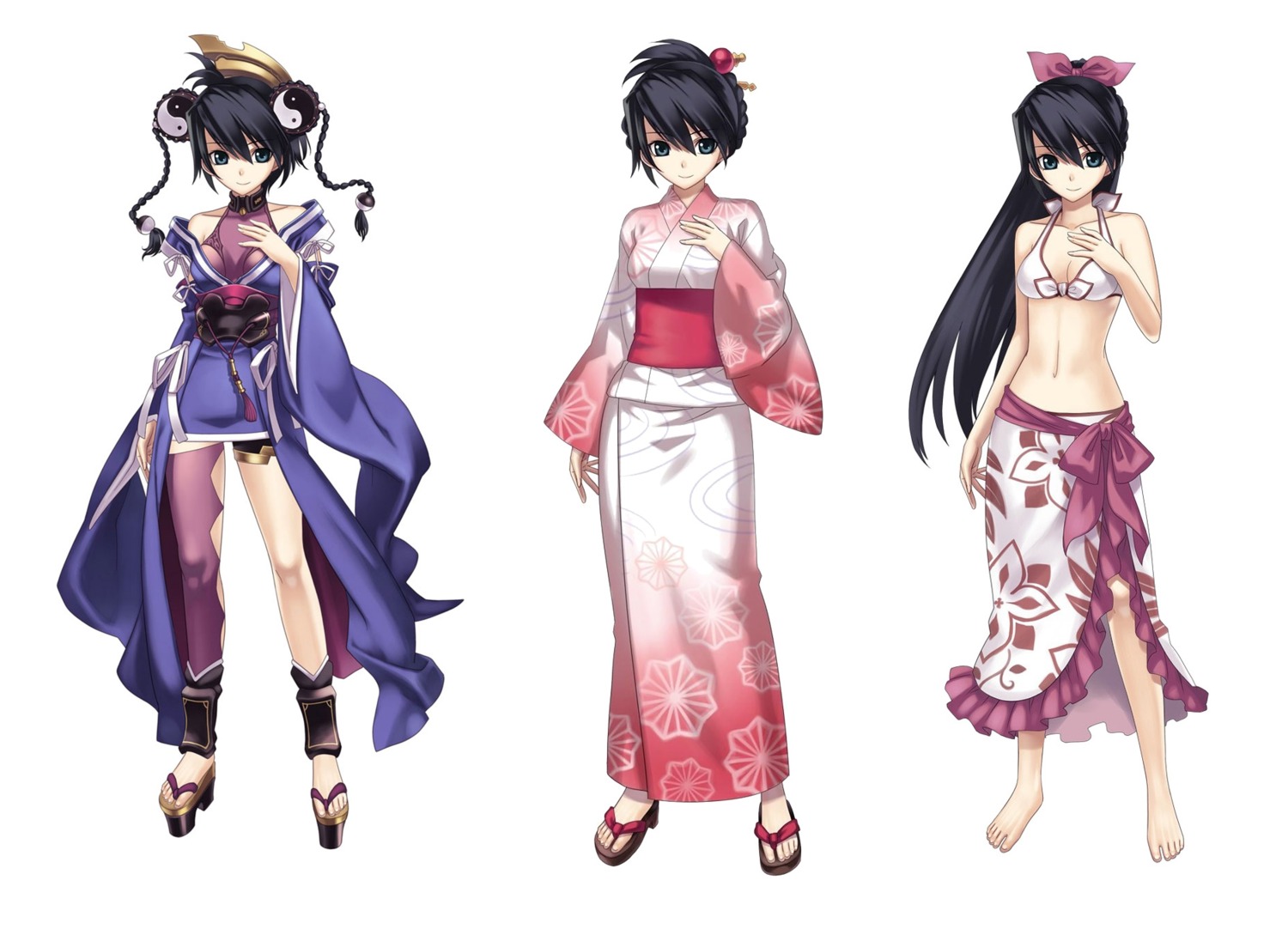 ar_tonelico, bikini, cleavage, cross_edge, gust_(company), hirano_katsuyuki, japanese_clothes, misha_arsellec_lune