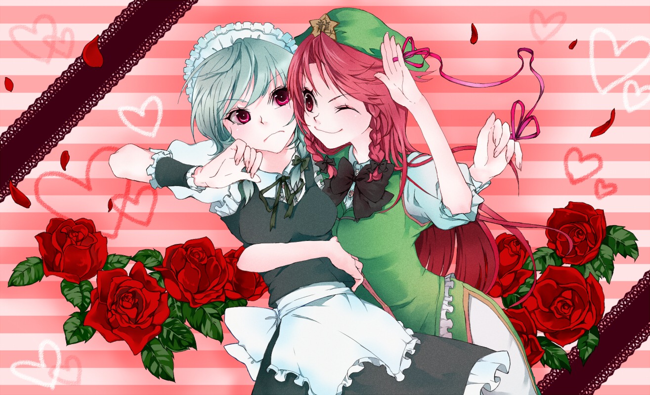 hong_meiling, izayoi_sakuya, katayama_kei, touhou