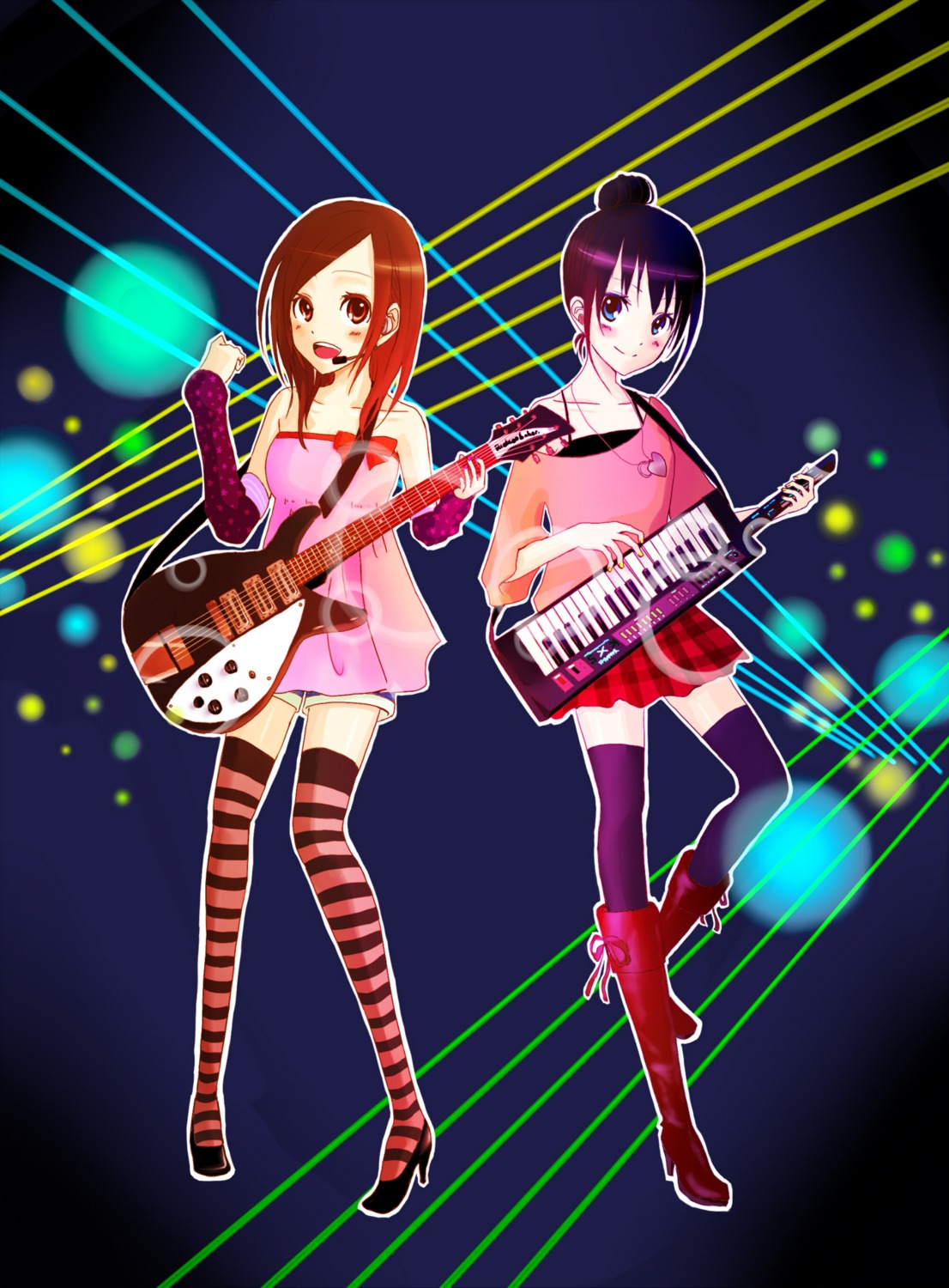 aika, guitar, thighhighs