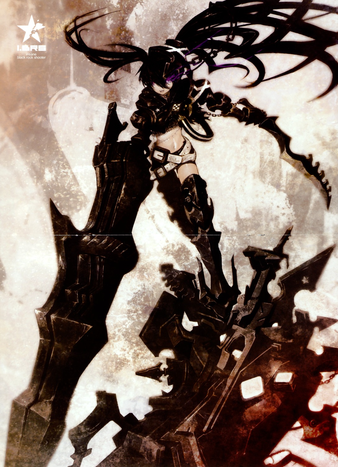 black_rock_shooter, black_rock_shooter_(character), huke, insane_black_rock_shooter, vocaloid