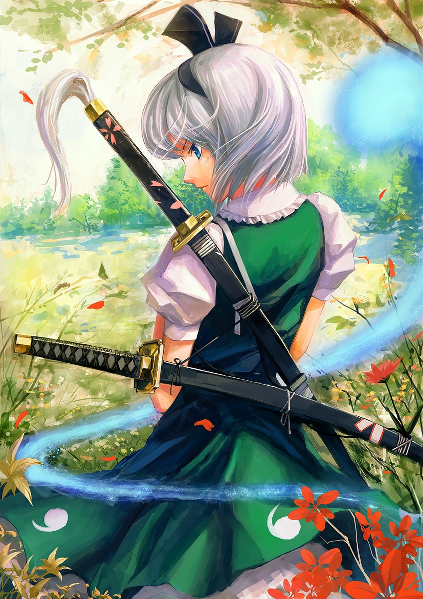 konpaku_youmu, myon, sword, touhou, zhenlin